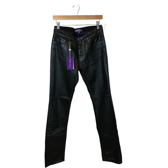 Ralph LAUREN Purple Label Black Varn Women's Slim Straight Leg Jeans Sz. 27 NWOT - Picture 1 of 16